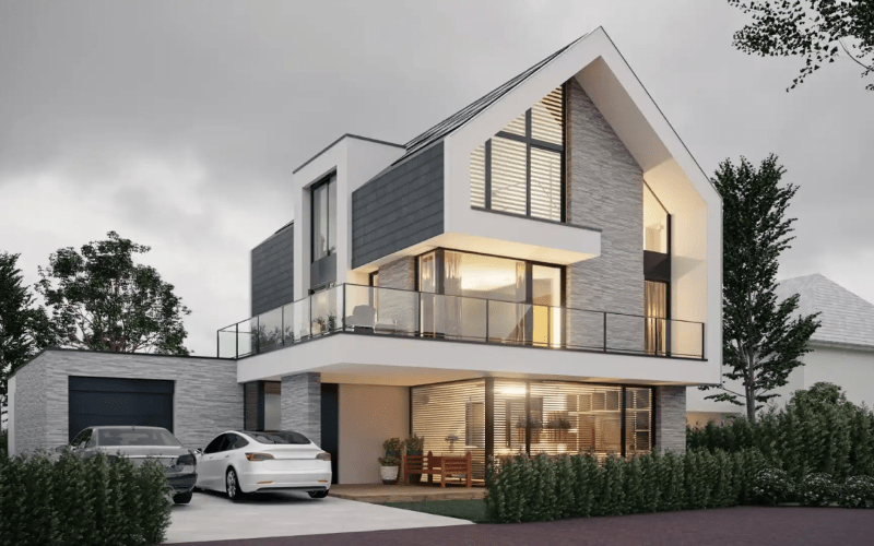 Luxurious house with car